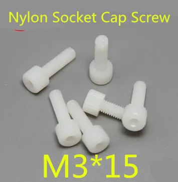 

100pcs/lot M3*15 Nylon Plastic Heagon Socket Head Cap Screw