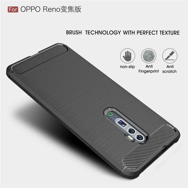 Чехол для телефона из углеродного волокна OPPO Reno 10X Zoom чехол мягкого ТПУ задняя
