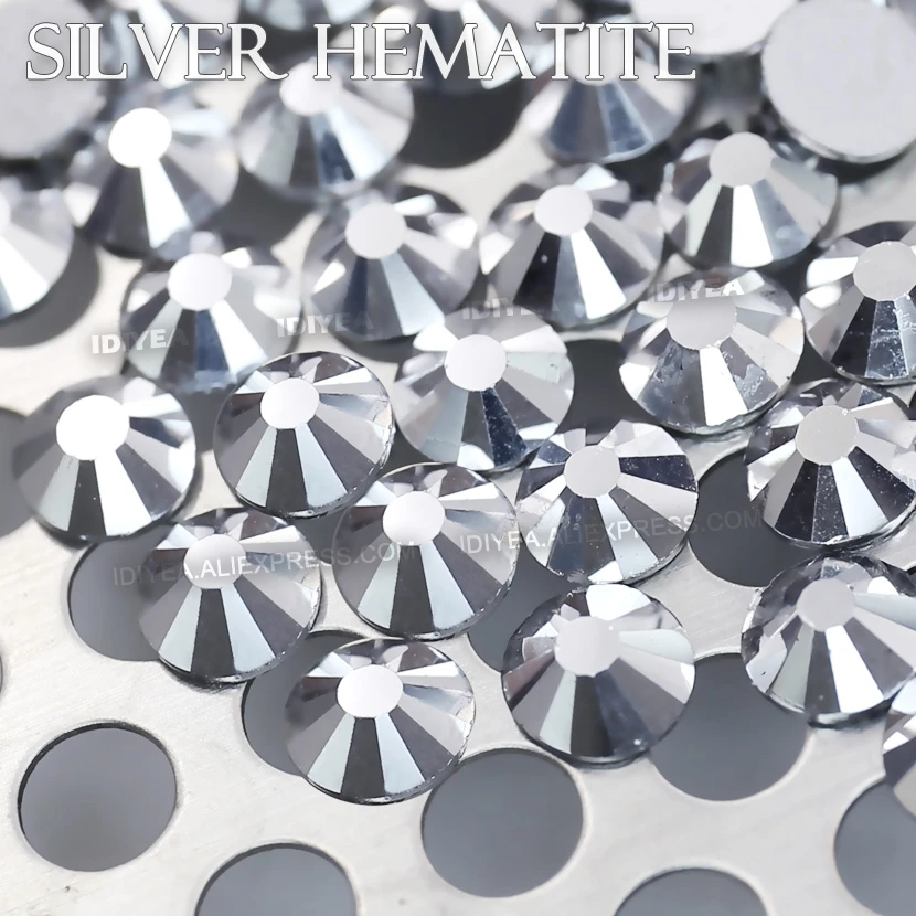 Серебряный гематит SS3 SS4 SS5 SS6 SS10 SS20 SS30 для дизайна ногтей с плоской задней частью блестящие стразы кристаллы DIY не горячей фиксации СТРАЗА под камень