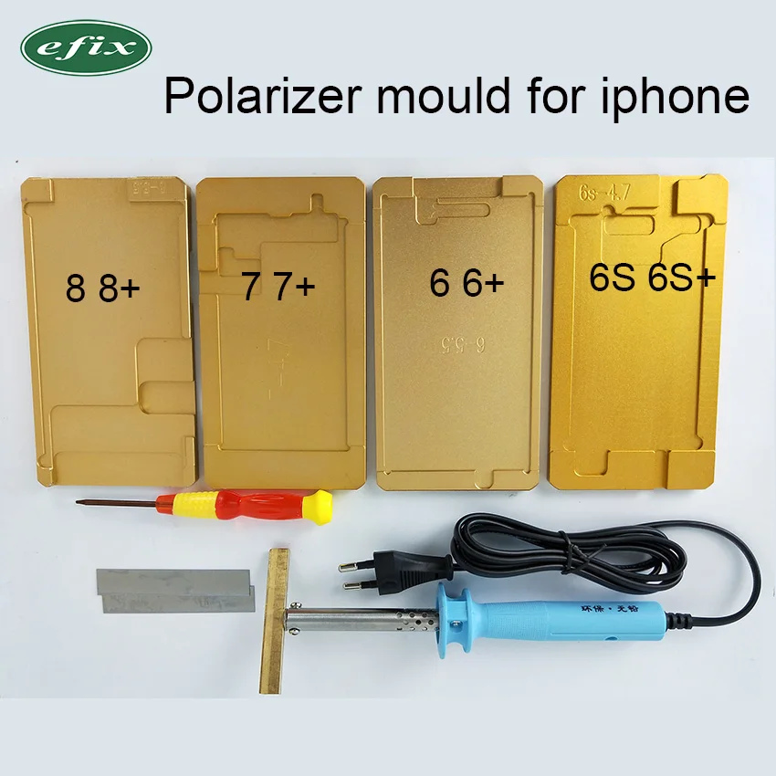 Package 1 Поляризационная форма для iphone 8, 7, 6s, 6 plus, ремонт жк-экрана, пленка для удаления клея OCA, клей, УФ-клей, держатель, паяльник - Цвет: Package 1