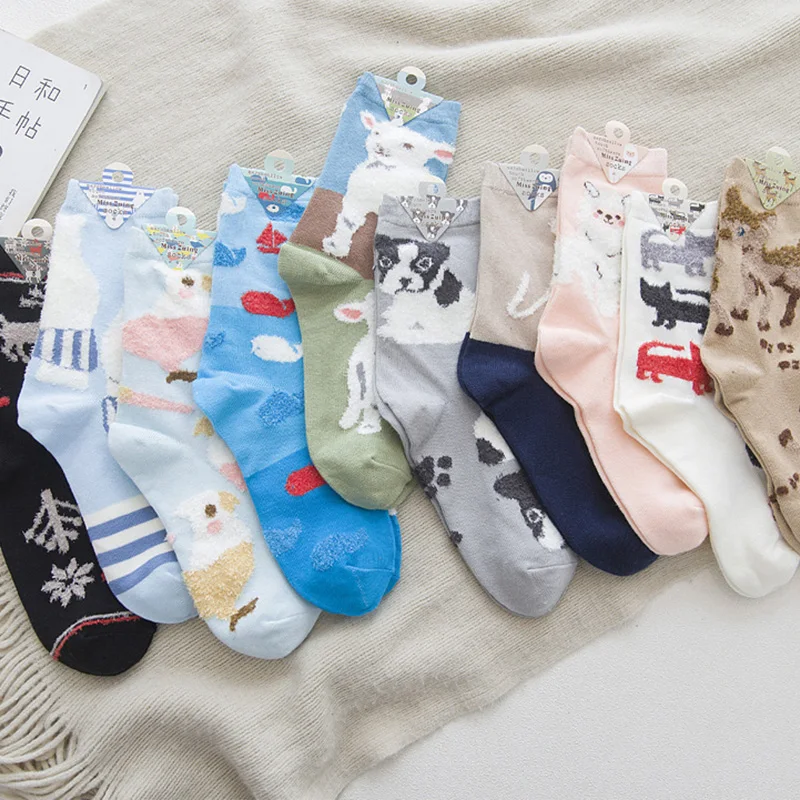 COCOTEKK Новый стиль Для женщин нечеткой носки мультфильм животных Мопс овец Носки