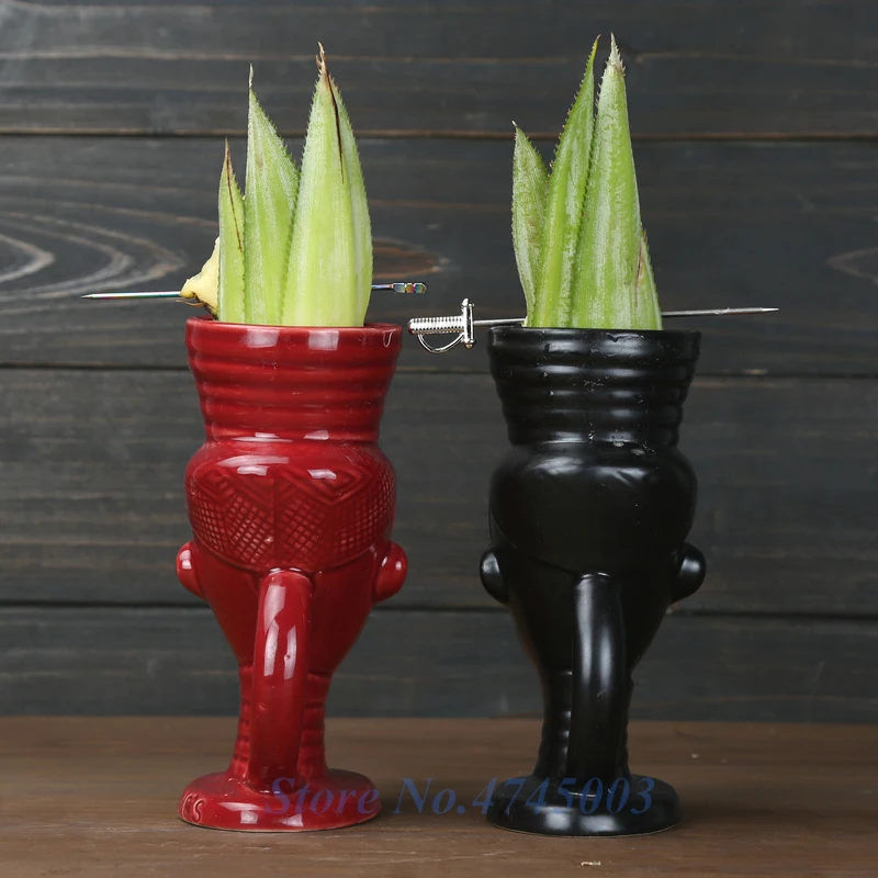 Tiki Mug Hawaii Cocktail Cup Beer Wine Coffee Porcelain Ceramic Mugs Art Crafts Creative 300ml Beverage Easter Islander Bar | Дом и сад