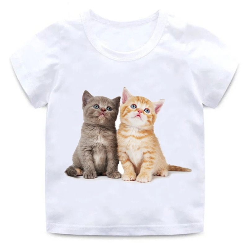 New Children's Animals 3D Cats Realistic Summer Tops Print Funny Cute Print Girls Boys T-Shirt Baby Casual Children's Wear