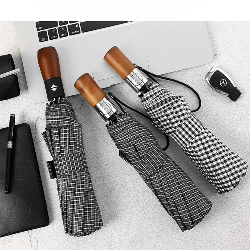 Черный ветроустойчивый мужской деловой зонт карандаш с черным покрытием женские