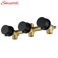 smesiteli wholesale solid brass wall mounted matte black 3 dial 2 way diverter valve trim shower mixer tap with round knobs