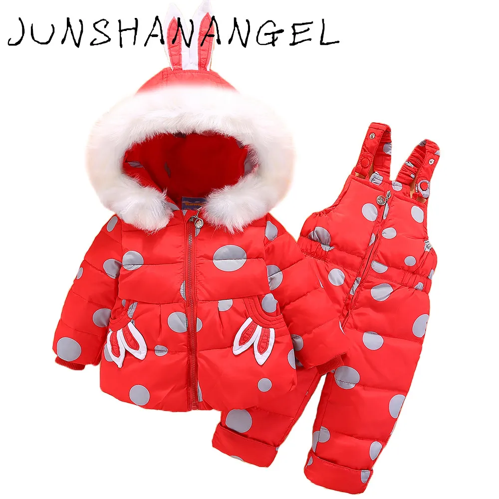 JUNSHANANGEL/Новинка 2019 Официальный магазин зимние комплекты детской одежды одежда на