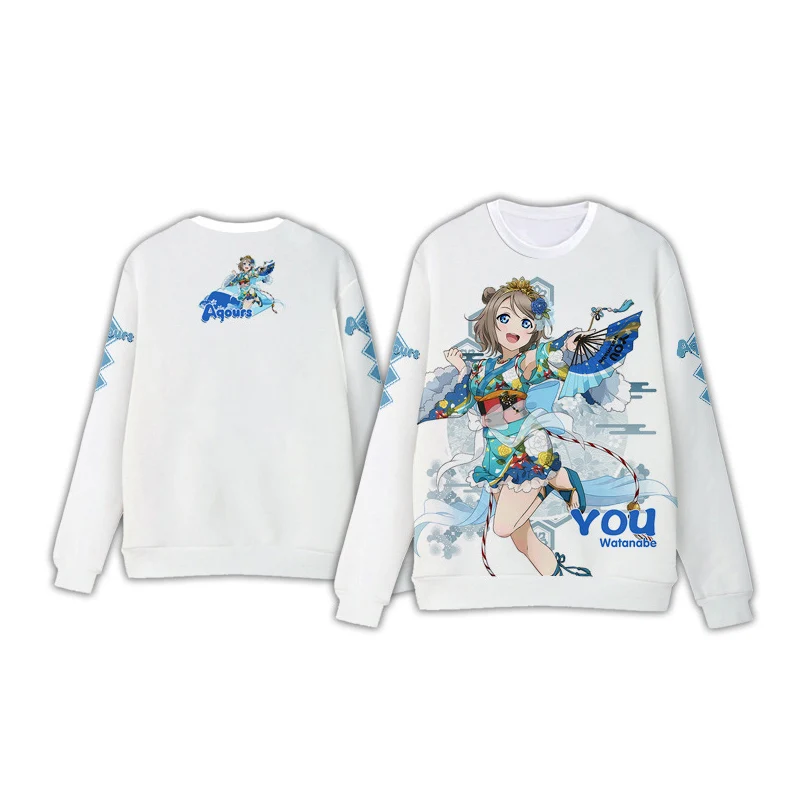 LoveLive! Солнце! Aqours футболка с длинными рукавами Толстовка Косплэй костюм Любовь в прямом эфире Мацуура Kanan пуловер с капюшоном футболка