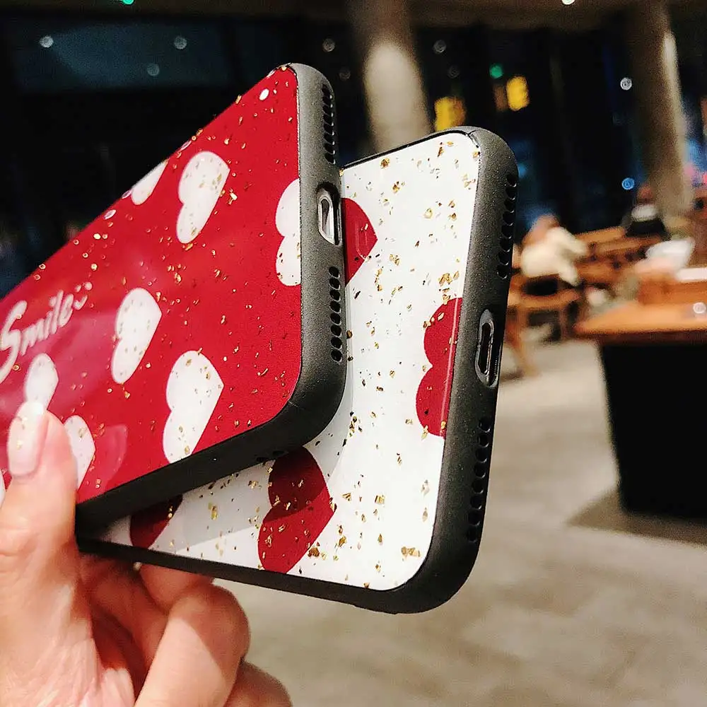 Boucho Gold Foil Love Phone Case For iphone XS MAX XR Cover letter smile Cases X 8 7 6S 6 Plus Soft Silicone |