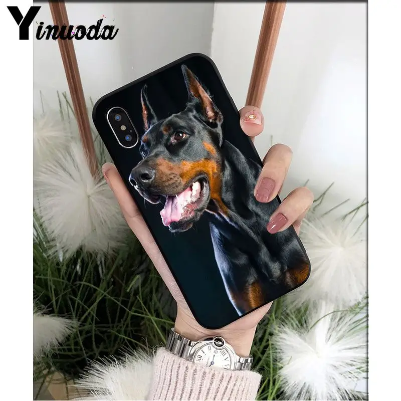 Yinuoda черный такса собака добермана ТПУ мягкий чехол для телефона Apple iPhone 8 7 6S Plus X XS MAX 5 5S SE XR мобильный чехол