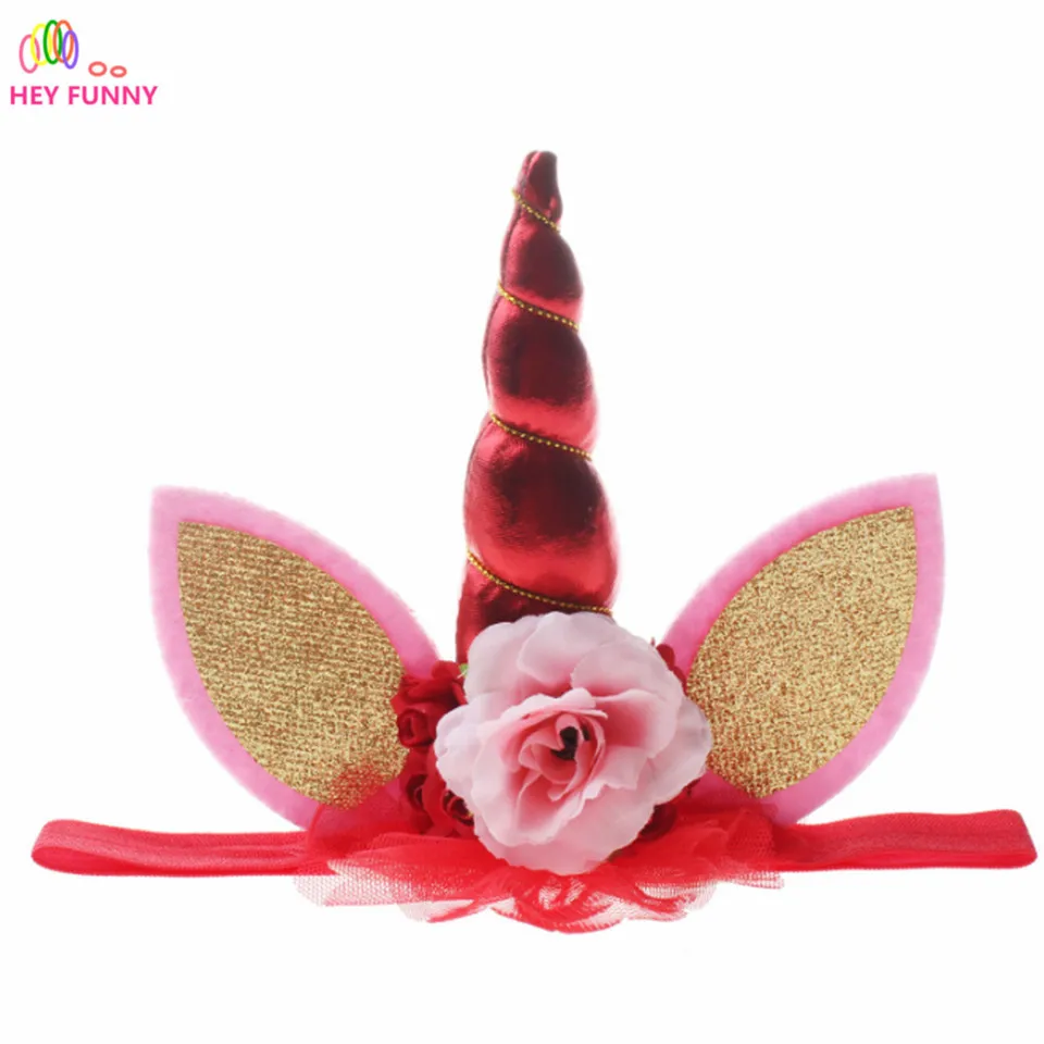 1 шт. новорожденных эластичный Единорог оголовье на день рождения кружевное