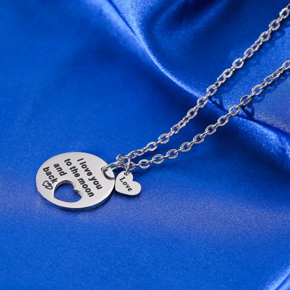 Подвеска из нержавеющей стали Love You To The Moon и Back Chain ожерелье для семьи лучшие