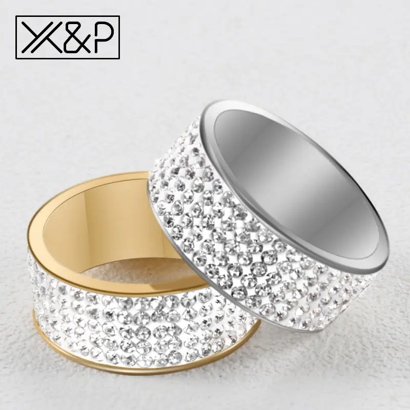 Мужские и женские кольца X & P из титановой стали золотистого/серебристого цвета с