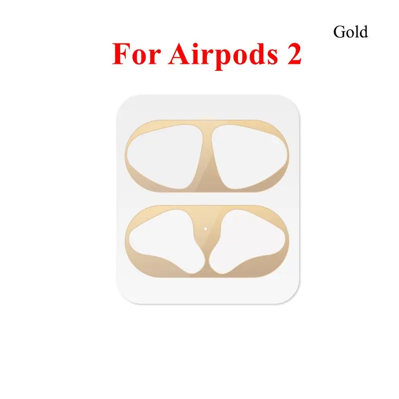 Gold For Airpods 2 Металлическая пыль гвардии для Airpods 2 чехол Bluetooth Беспроводной наушники чехол пылезащитное ультра-тонкий металлический для Airpods фильм Стикеры - Цвет: Gold For Airpods 2