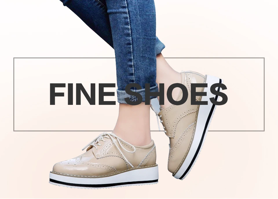 Spring Creeper Women Shoes Patent Leather Platform Shoes Women Flats Fashion Loafers Women Brogues Shoes Oxford Footwear