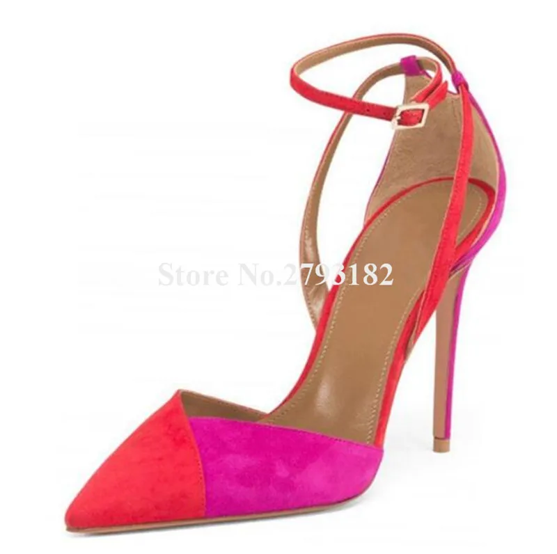 Женские элегантные модные разноцветные замшевые туфли лодочки на тонком каблуке