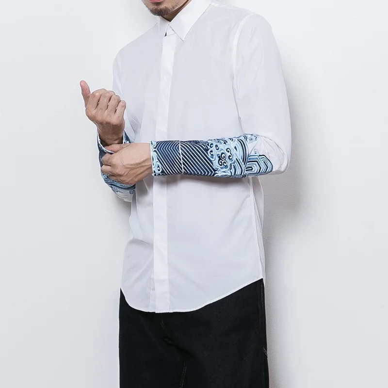 Традиционная китайская одежда для мужчин мужская рубашка с воротником в