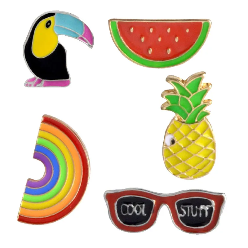 

Fashion Brooch Pins Badge for Women Men Pin Button Sunglasses Watermelon Rainbow Pineapple Kiwifruit Pin Denim Jackets Clothing