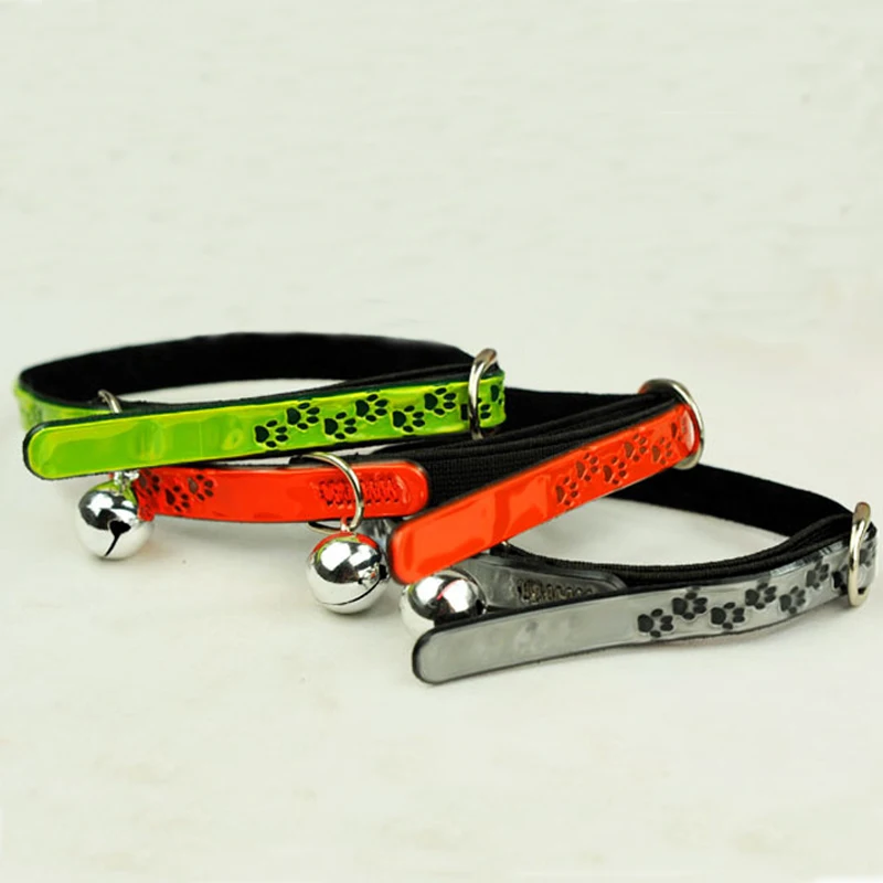 Paw Reflective Dog Cat Traction Rope Haulage Necklace Pet Leash Retractable cats Collar Chain Collars With Bell | Дом и сад