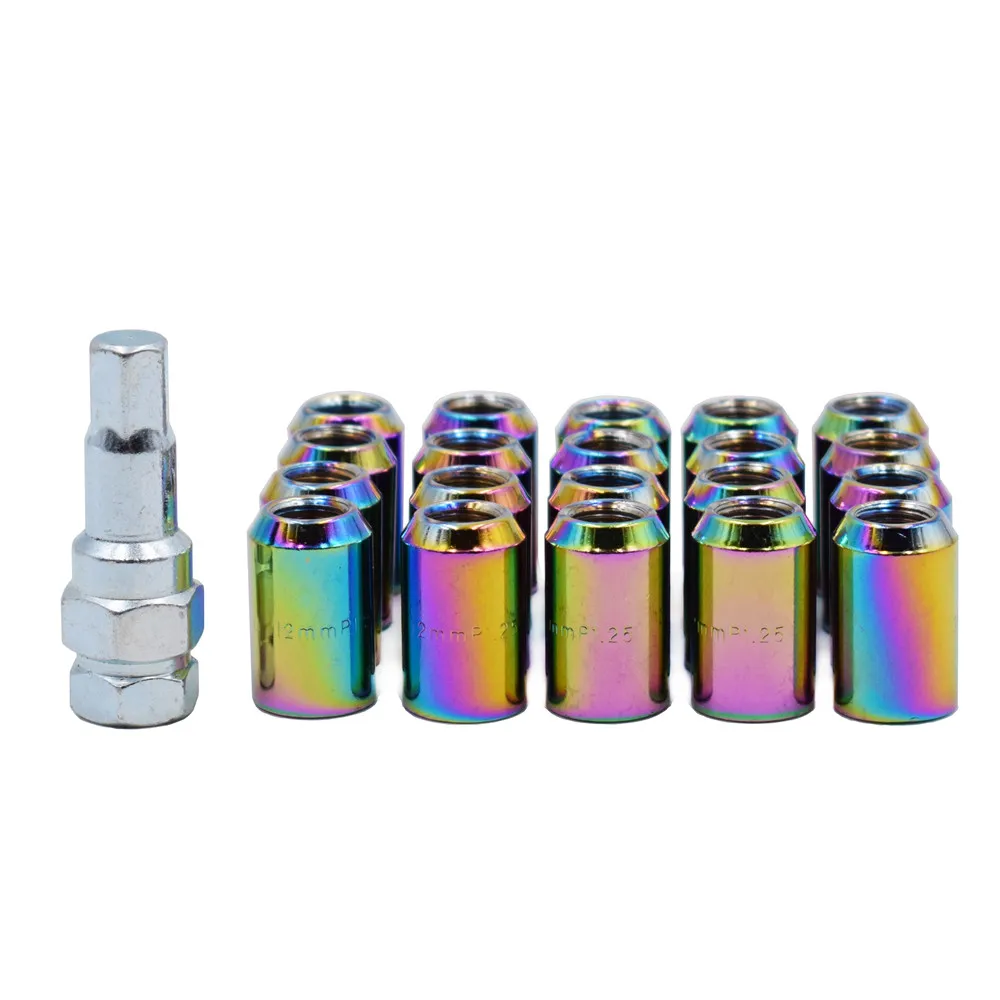 Colorful 20pcs 32 мм M12x1.5/1,25 гоночное автомобильное колесо гайки колесные диски гайки автомобильные аксессуары - Название цвета: Colorful 20pcs