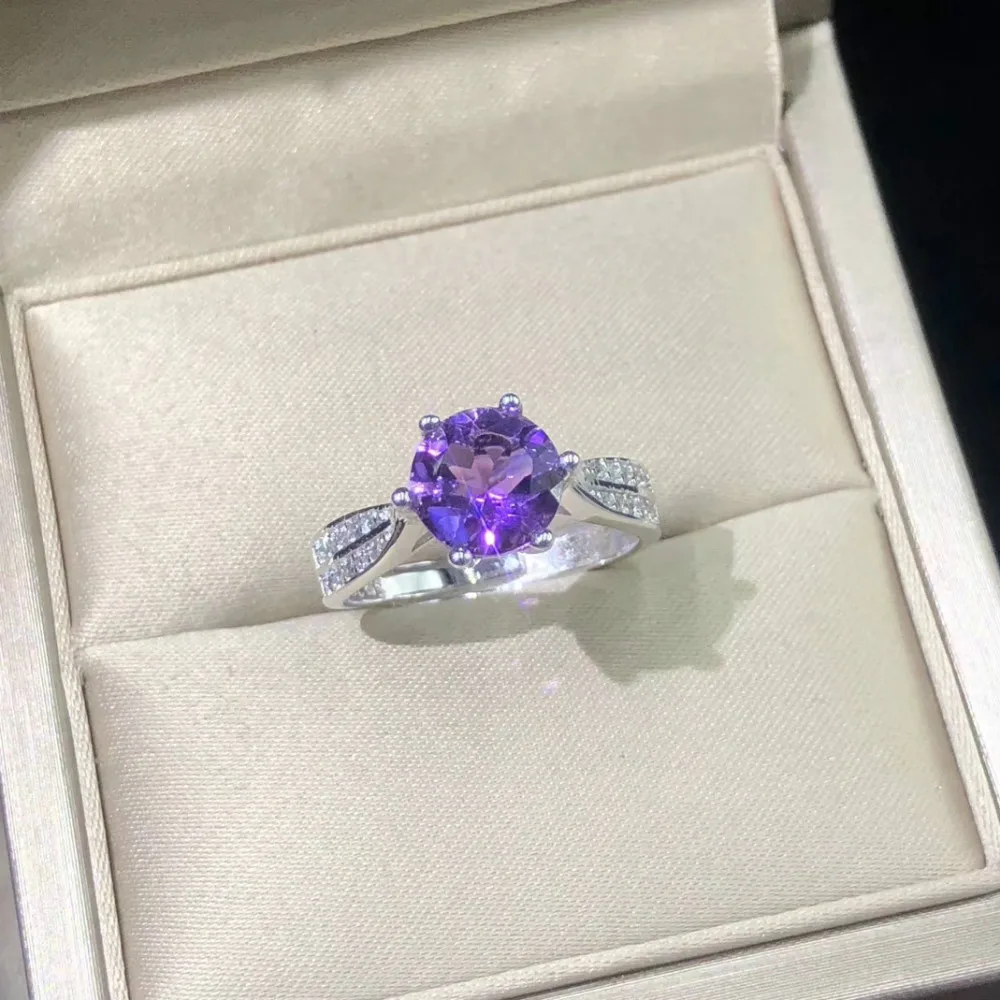 

Natural Real Amethyst Lady Gemstone Ring Good Luster Amethyst Ring for Women 925 Silver Gemstone Jewelry Gift Jewelry