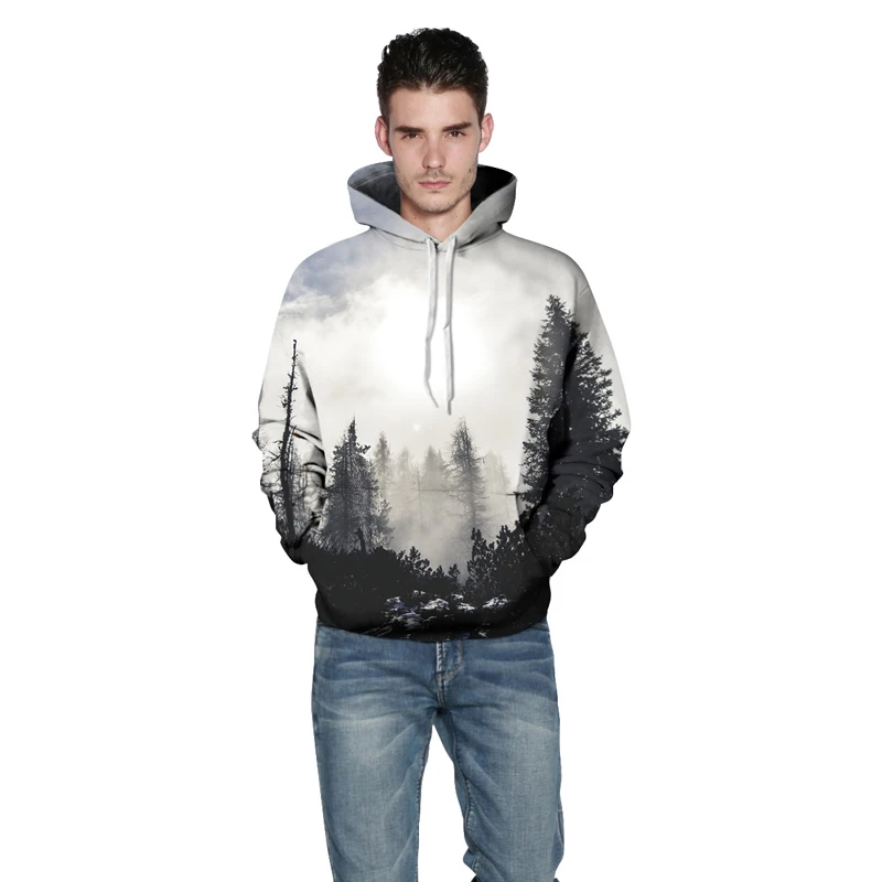 2017 Новая мода в стиле хип хоп пуловеры толстовка печати лес 3D толстовки Для