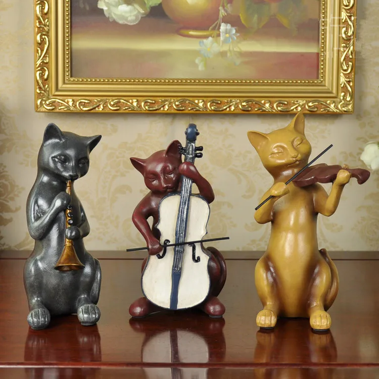 3 шт./партия музыкальные фигурки кошки ремесла винтажный домашний декор кантри