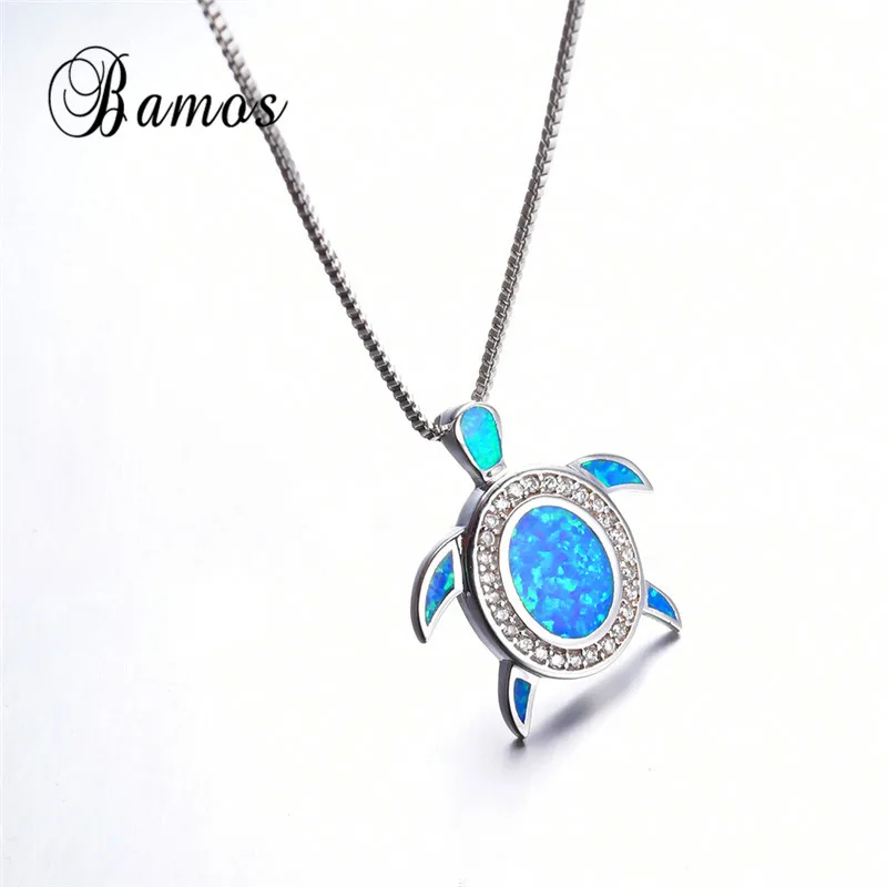 Ожерелье с подвеской в виде черепахи из голубого огненного опала|turtle pendant