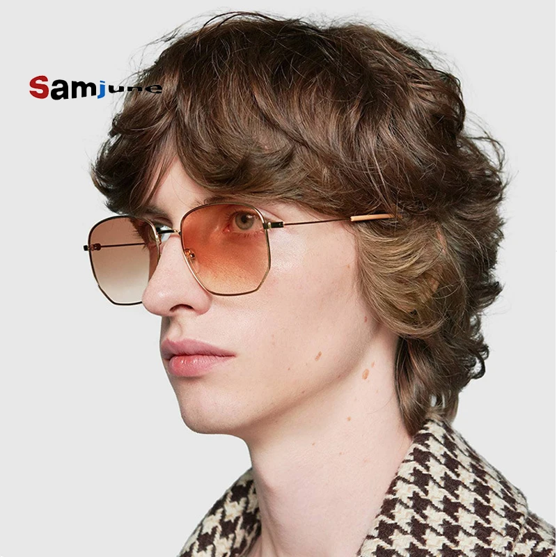 

Samjune мужские шестигранные Плоские линзы авиационные солнцезащитные очки Брендовые дизайнерские новые винтажные женские зеркальные солнцезащитные очки для вождения