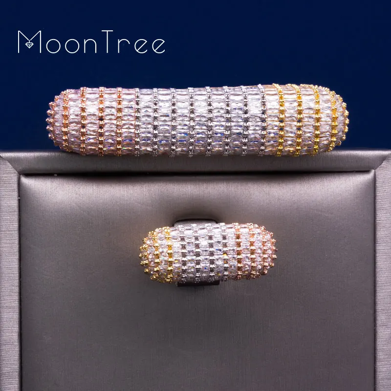 MoonTree роскошные квадратные ювелирные наборы полностью кубические цирконы медь 3