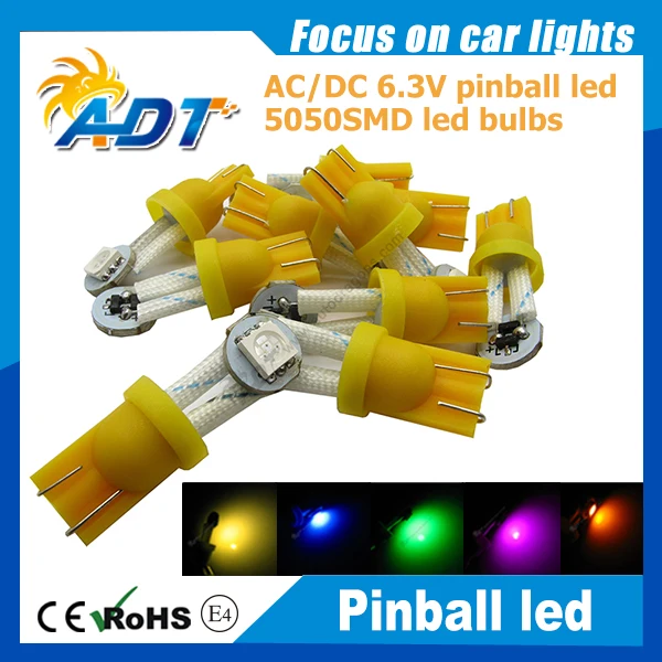 100 шт. ультраяркая Светодиодная лампа 6 3 в перем. Тока #555 с клиновидным пинболом