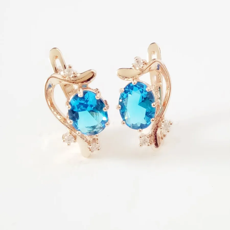 light blue stone Новая серьга Роскошные 585 ювелирные изделия из розового золота Новые с модным фианитом серьги женские ювелирные изделия офисные женские сережки с подвесками - Окраска металла: light blue stone