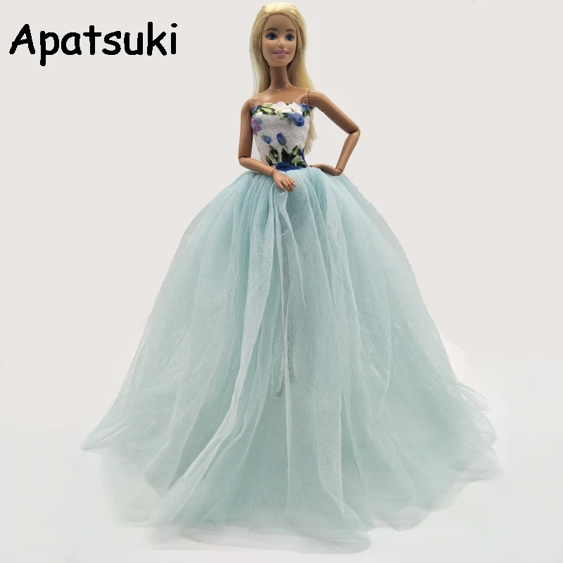 

Chinese Blue Floral Doll Dress For Barbie Doll Clothes For Barbie Dolls Outfits 1/6 Doll Accessories Princess Style Doll Clothes