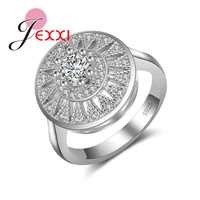 lowest price 925 sterling silver jewelry fashion round flower crystal ring for women female wedding party accessories