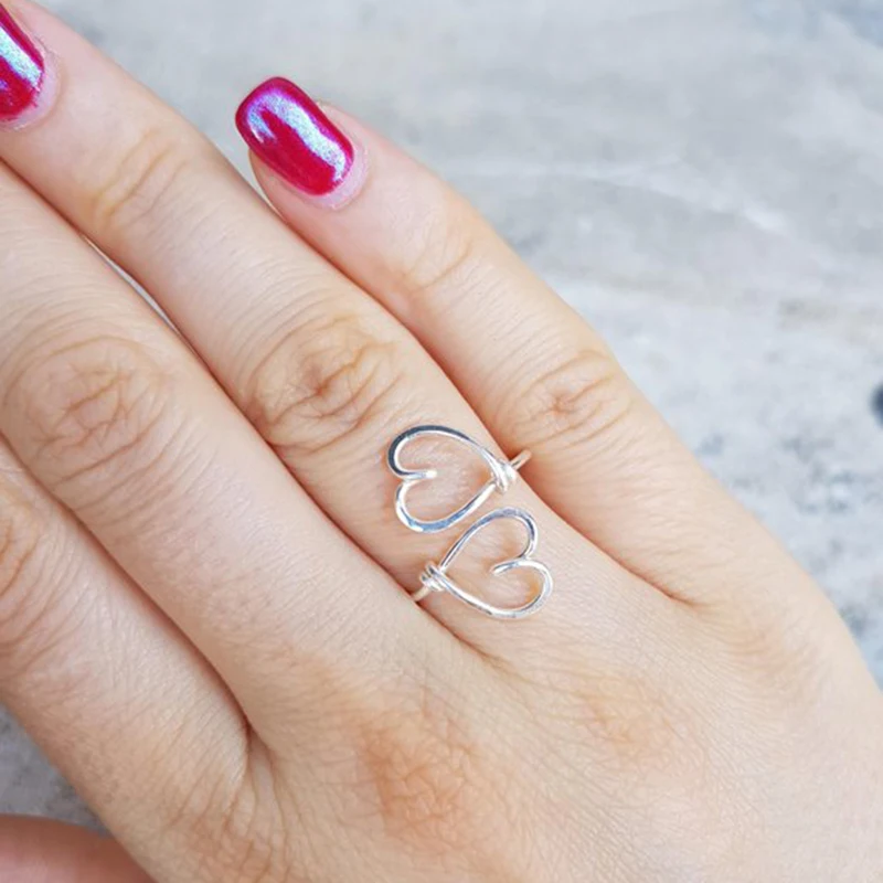 Кольца в форме сердца ручной работы ювелирные изделия золотого цвета/серебро 925