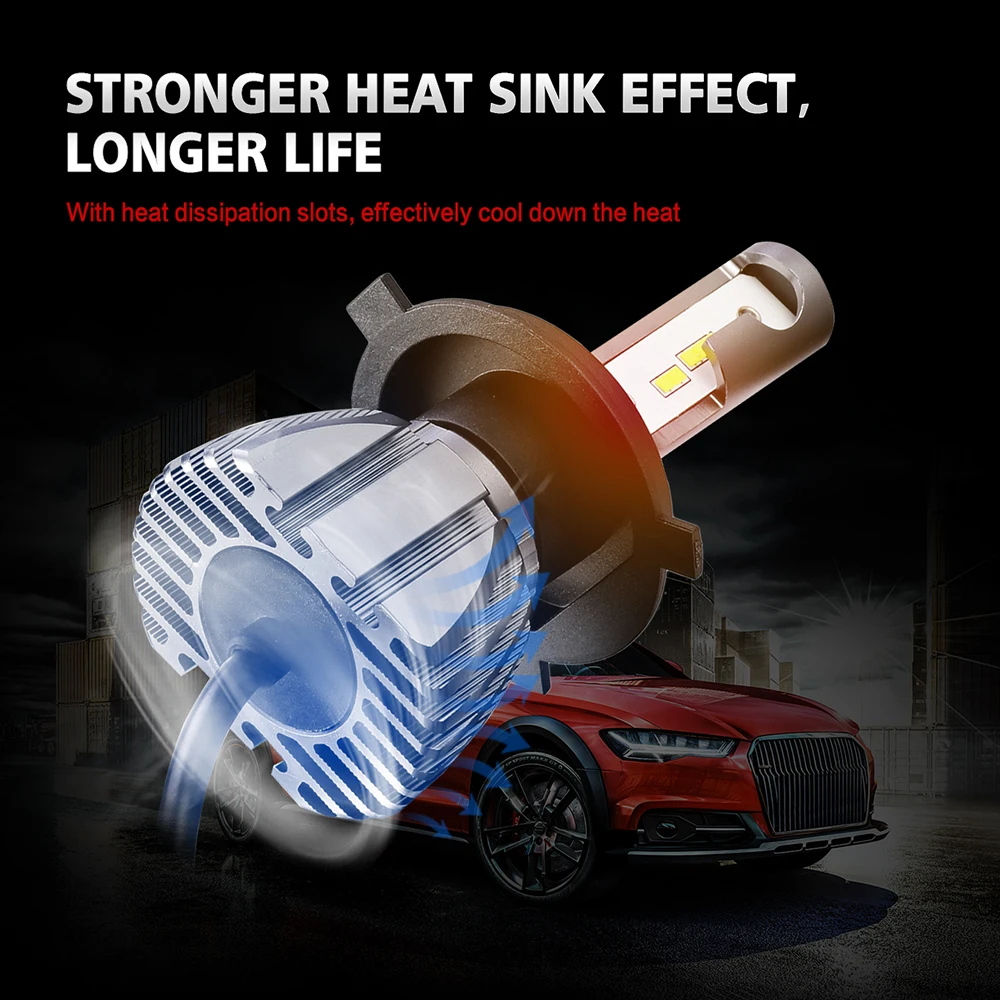 Auxmart NF15 серия Hi-Lo луч H4 светодиодный фонарь для автомобиля 6500K светодиодный H7 передние лампы H11 Светодиодный 9005 9006 Автомобильные фары 12 В 50 Вт безвентиляторный