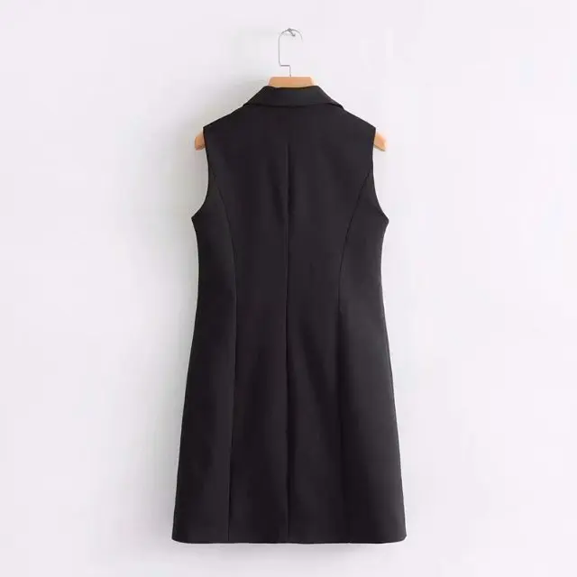 Brief Black Split Women Vest Coat 2019 Korean Solid Turn Down Collar Single Breasted Flap Pockets Waistcoat femme colete Tops | Женская