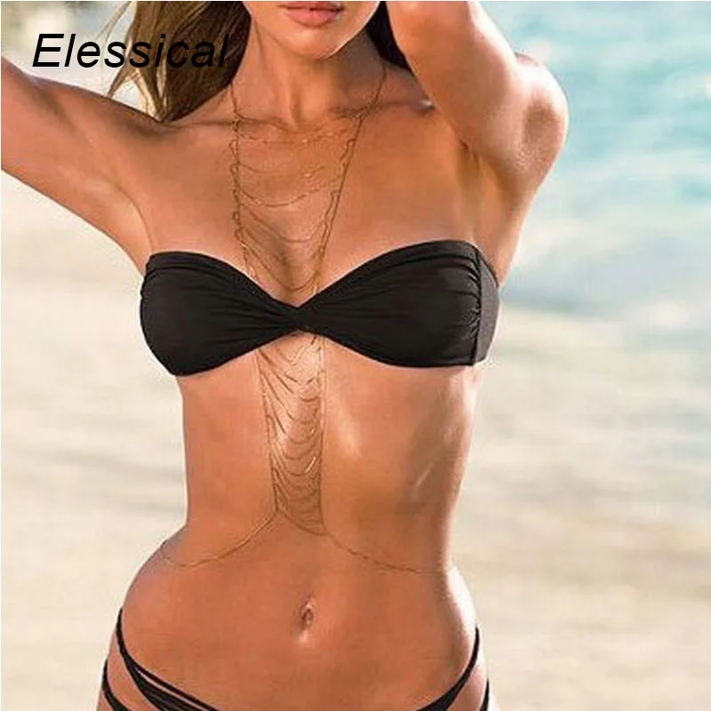Elessical летние бикини бюстгальтер цепи Многослойные жгут Цепочки и ожерелья в
