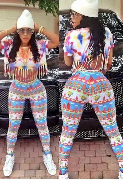 High Street Sexy Комбинезоны для малышек цветочный Модные принты кисточкой 2 шт. штаны