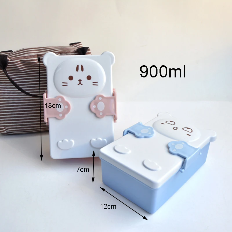 Lovely Cartoon Bento Box Double Layer Plastic Sandwich Lunch Food Microwave Oven for Kids alimentaire Case | Дом и сад
