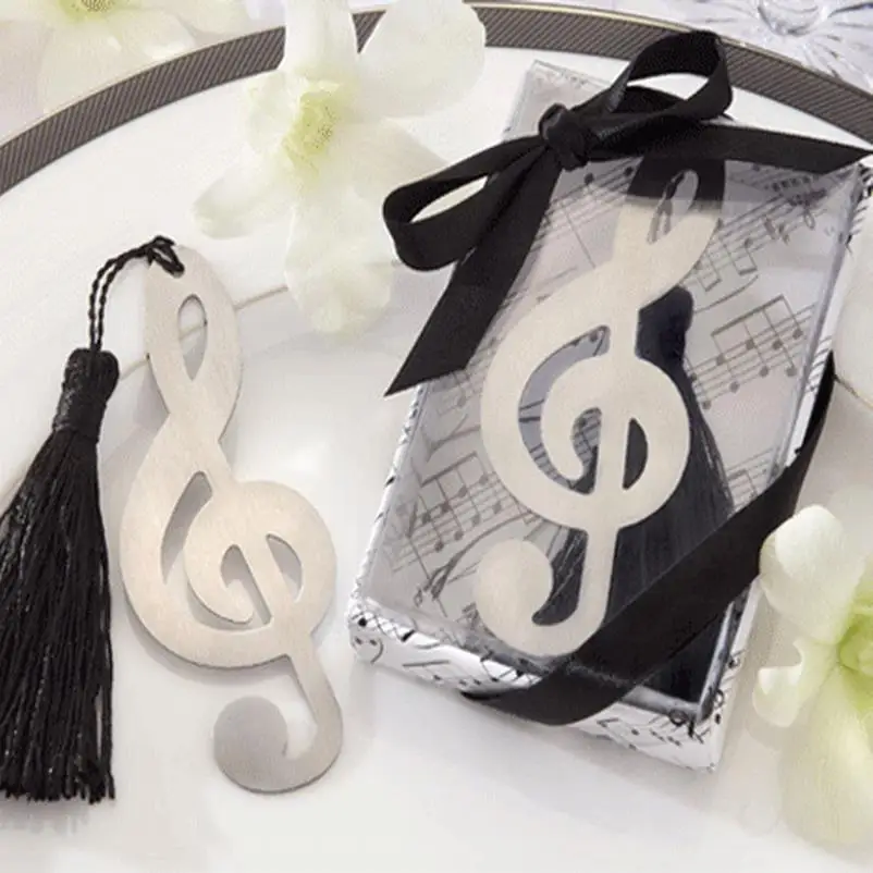 Wholesale 20PC Music Note Bookmarks With Tassel Metal Bookmark Stationery Party Favor Birthday Gifts Wedding Gifts