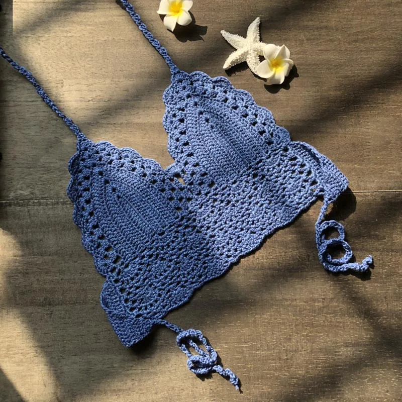 1 шт. купальник бикини Вязание сплошной цвет дышащий для пляжного отдыха FDC99|Топы|