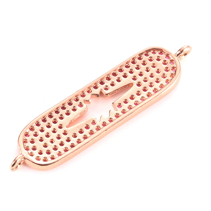 Neovivi Long Oval Charms Pave Purple Micro Zircon Copper Connector Hollow Charm for Jewelry Making Bracelets Necklaces Findings | Украшения