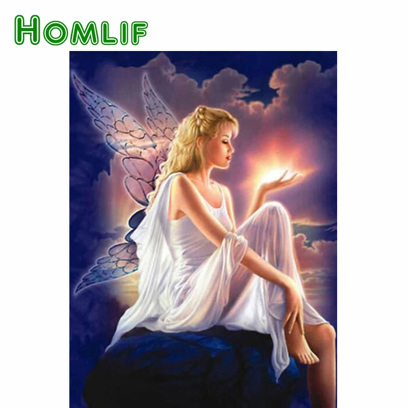 HOMLIF вышитый бриллиантами Ангел для девочек Вышивка крестом Алмазная Картина