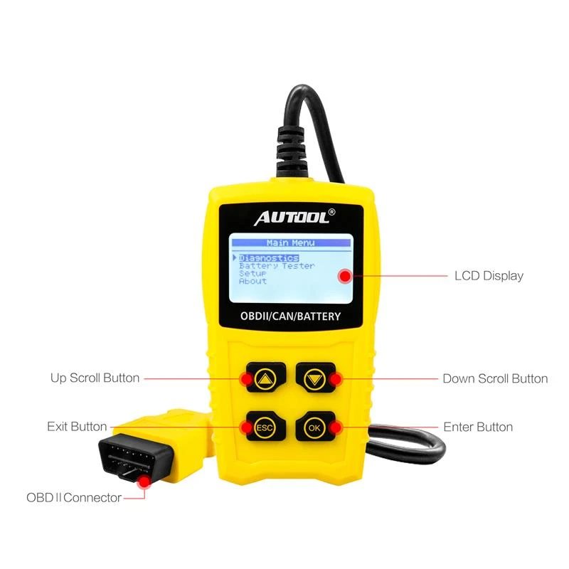 OBD2 12 V код читателя Батарея тестер сканирования для OBDII EOBD может сканер автомобиля