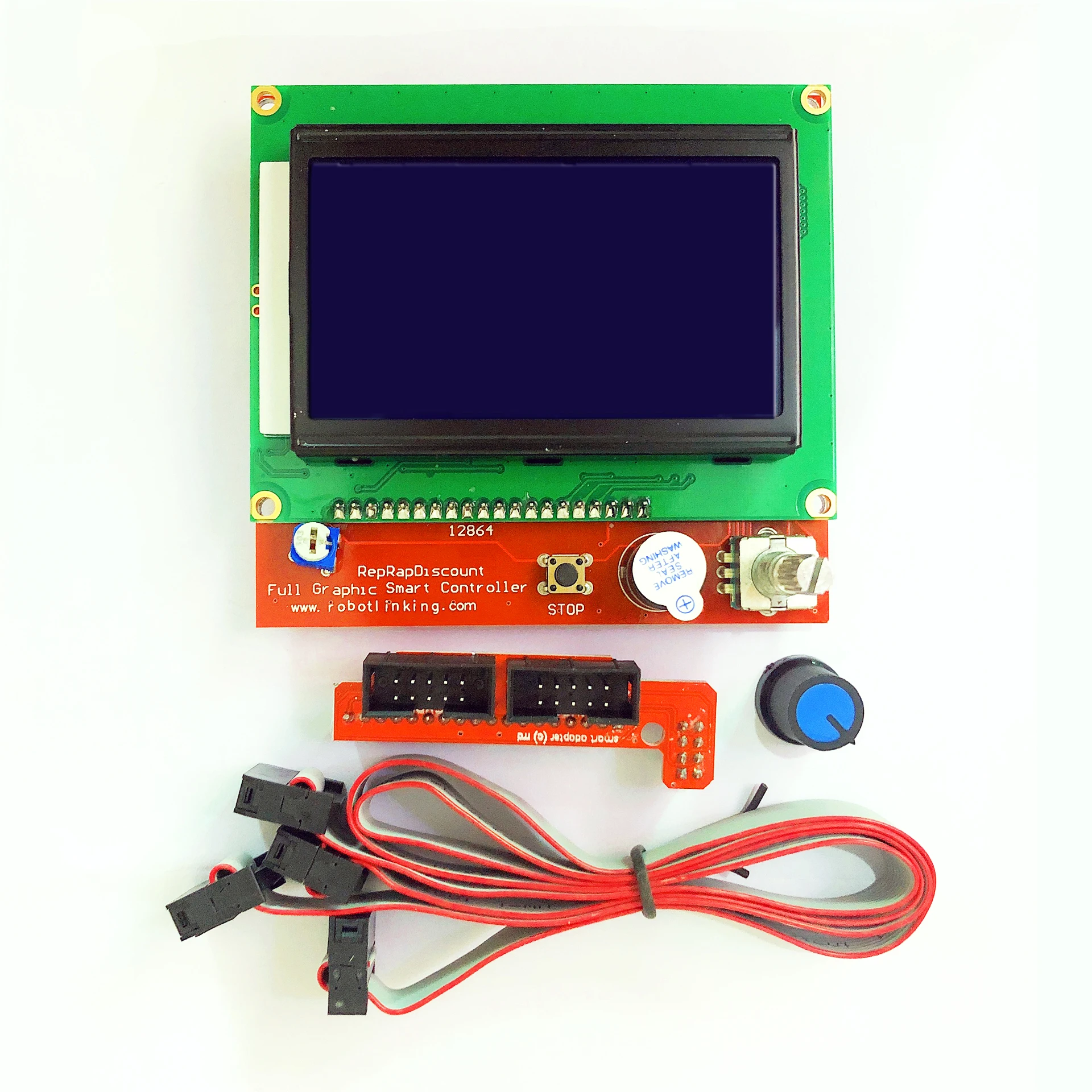 Комплект Reprap Ramps 1,4 с Mega 2560 r3+ Heatbed MK2B+ 12864 ЖК-контроллер+ DRV8825+ механический переключатель+ кабели для 3D-принтера