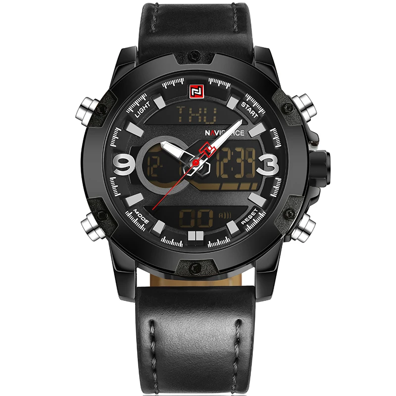 NAVIFORCE Лидирующий бренд Роскошные мужские светодиодные спортивные часы мужские армейские военные наручные часы с кожаным ремешком кварцевые часы Relogio Masculino