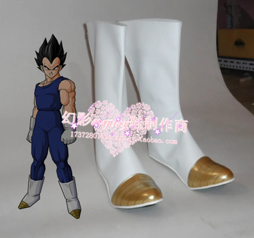 Dragon Ball Z Вегета Хэллоуин белый длинный Косплэй ботинки H016