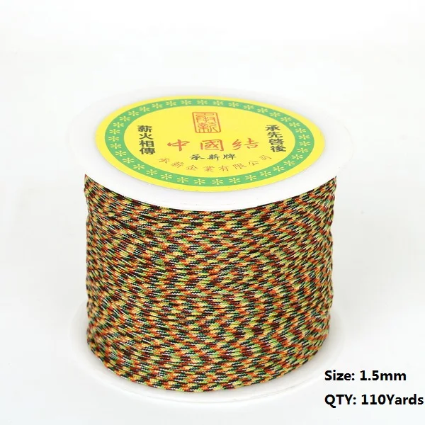 Mixed Color 110Yards Лидер продаж Смешанные Цвет прочный 25-140 ярдов/roll 0.4 мм-4 мм китайский узел Нитки шнур для DIY Ремесленная ручной инструмент шить Нитки - Цвет: Mixed Color 110Yards