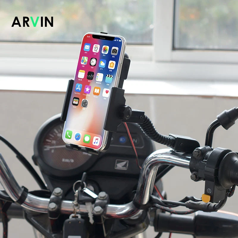Беспроводной Перезаряжаемый мотоциклетный держатель для телефона Arvin зеркала