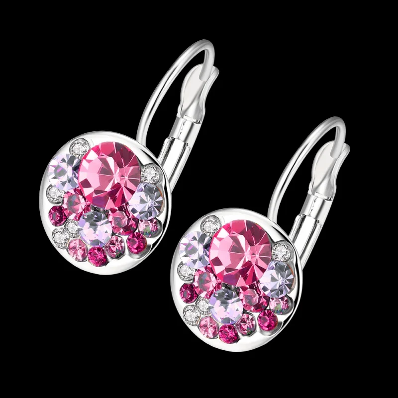 

Garilina Glamorous Czech drill jewelry Silver Color White Pink Cubic zirconia Clip earrings for women AE2091